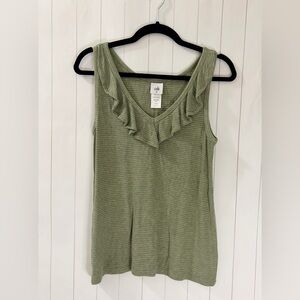 CAbi Olive Ruffle Detail Tank Top X Small